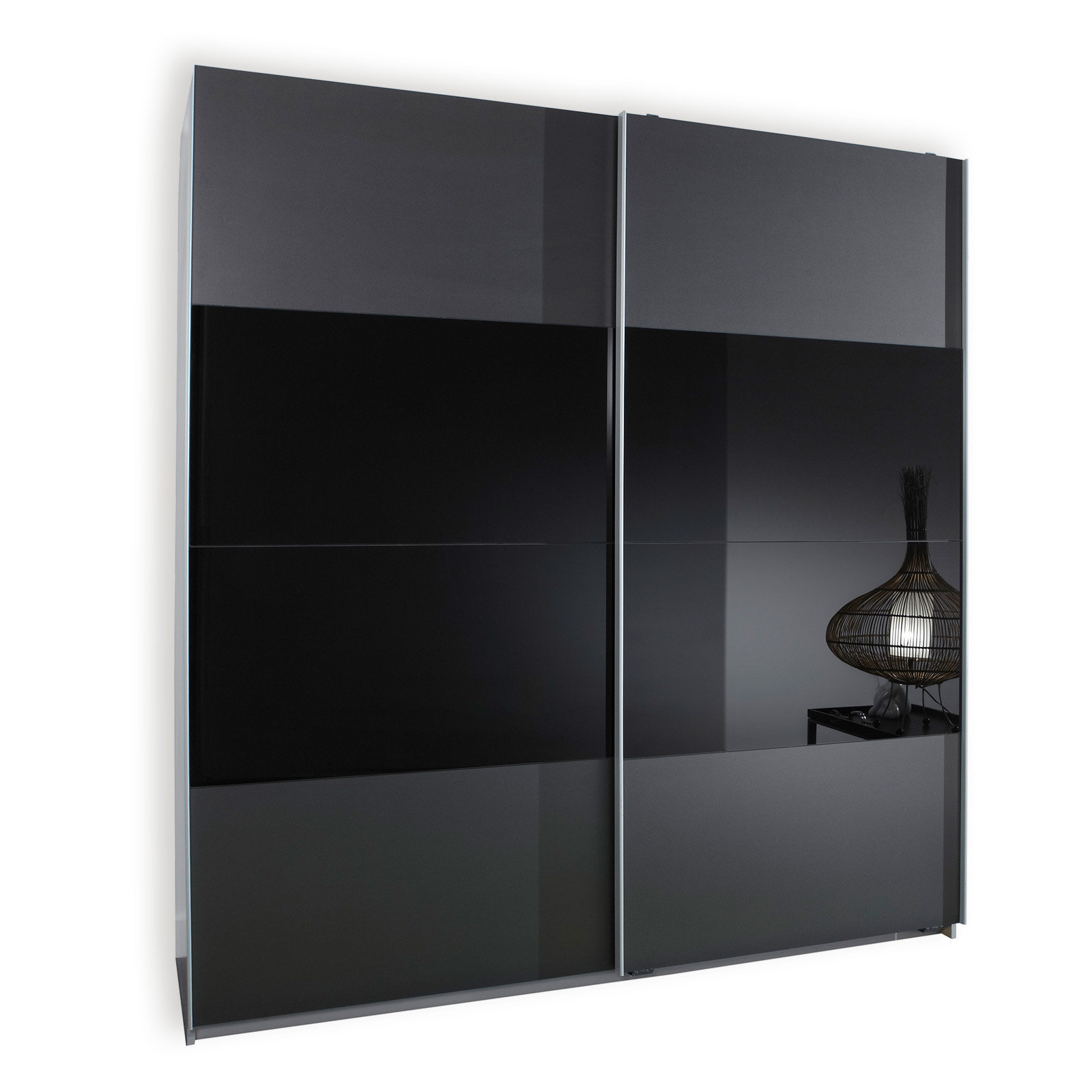 Schwebetürenschrank - graphit - 179 cm breit