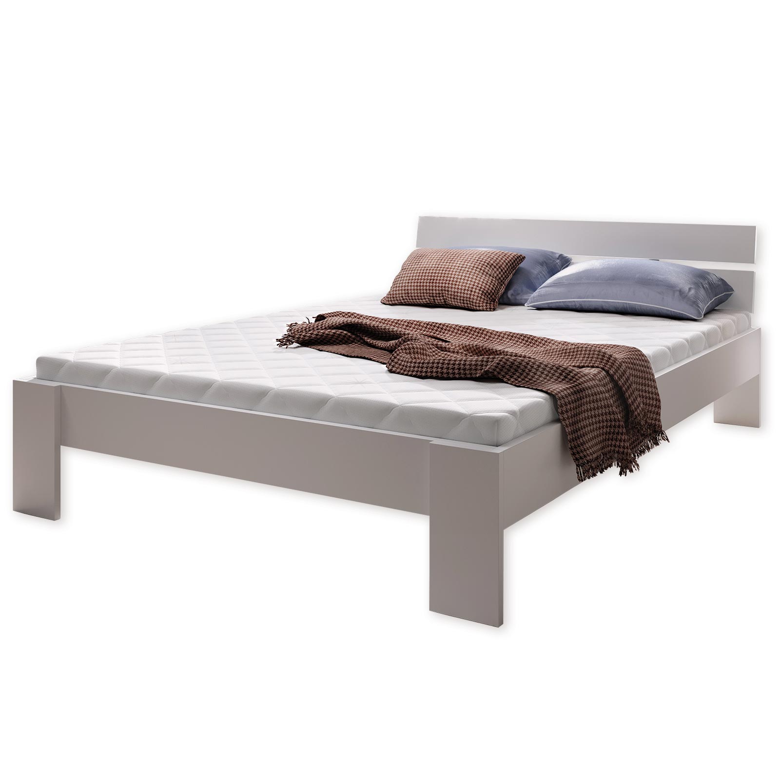 Futonbett LUTZ - weiß - mit Matratze und Rollrost - 140x200 cm