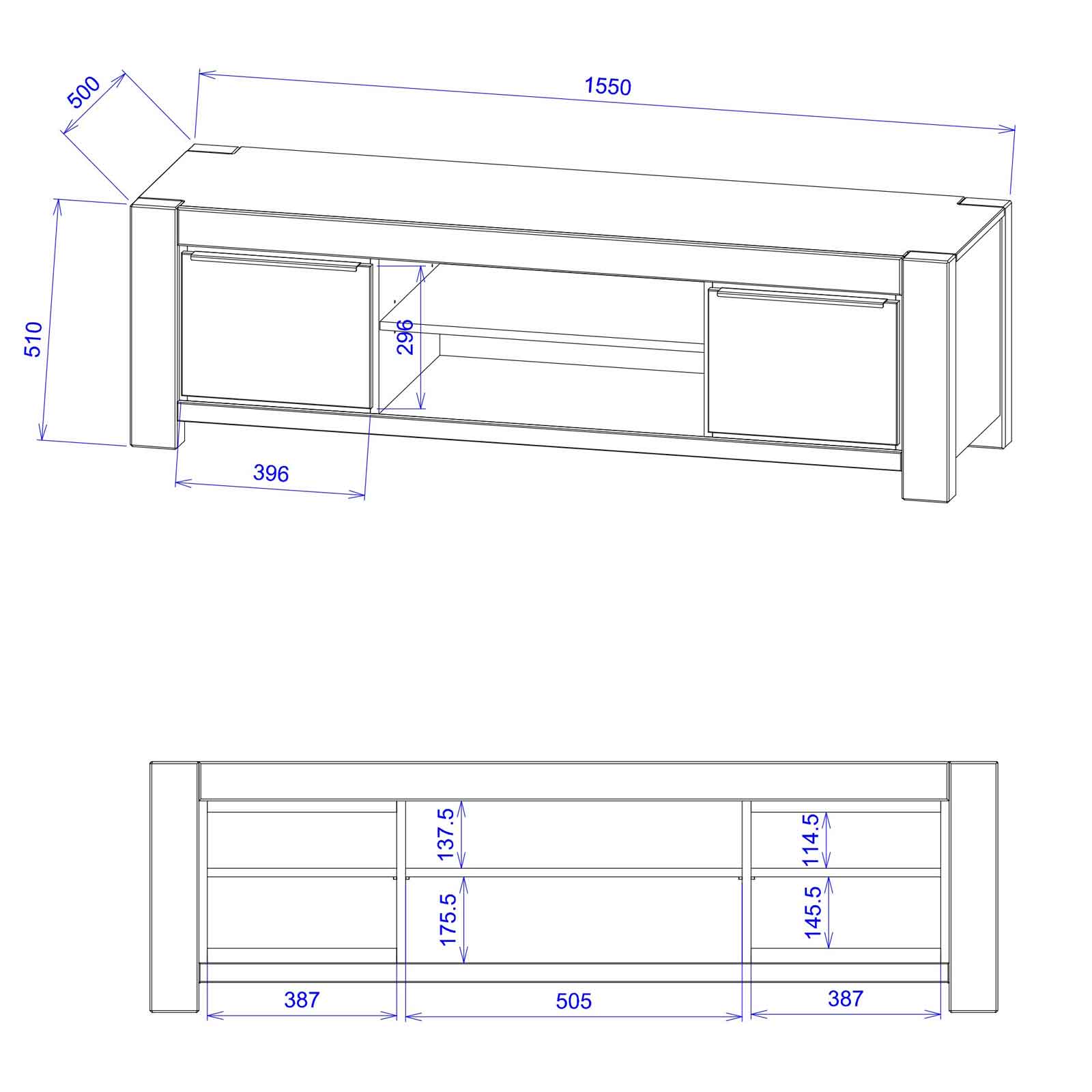 Lowboard NENA - Wildeiche Massivholz - 155 cm