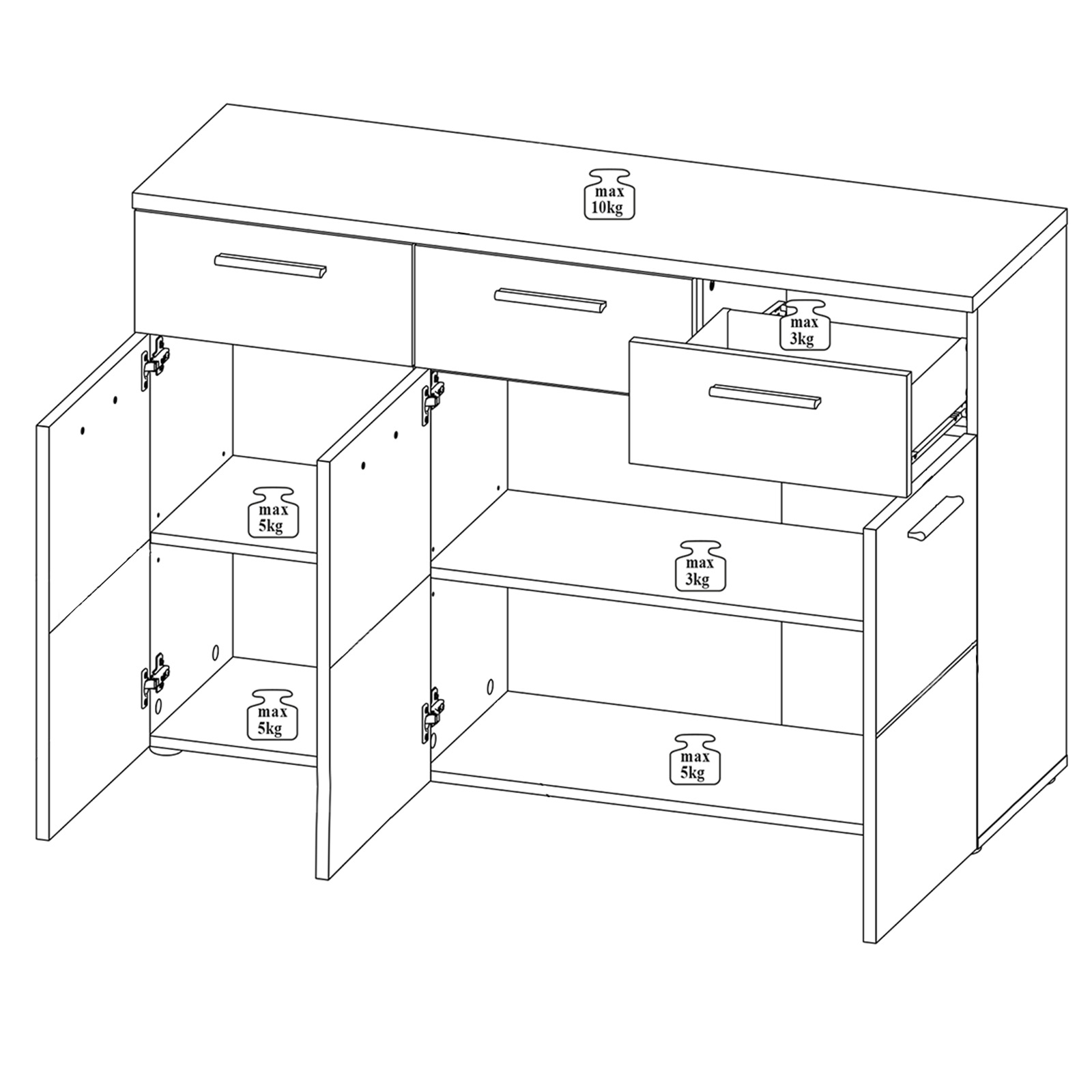 Kommode - Schlammeiche-Schwarzeiche - 120 cm breit