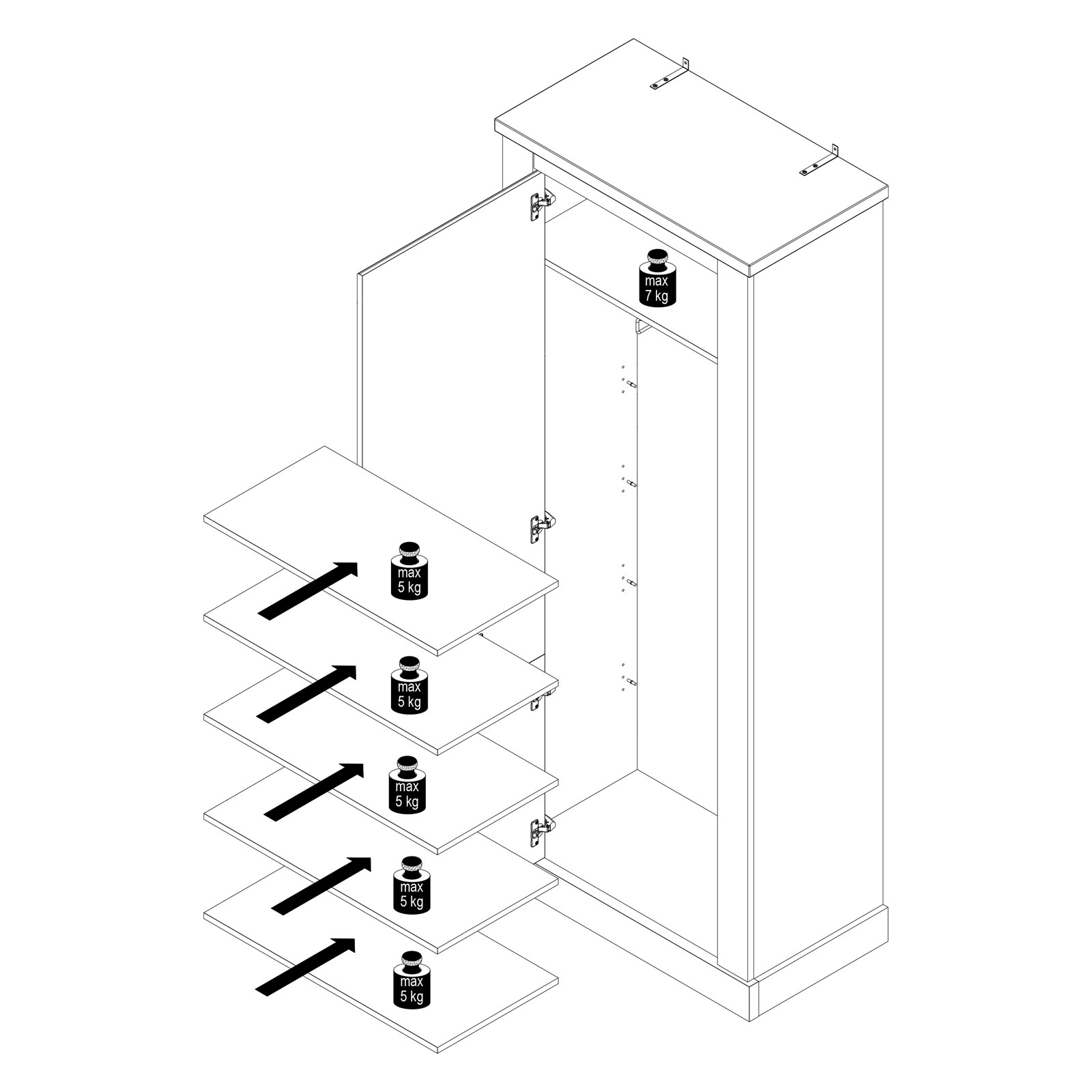 Garderobenschrank - Pinie weiß - Touchwood - 76 cm