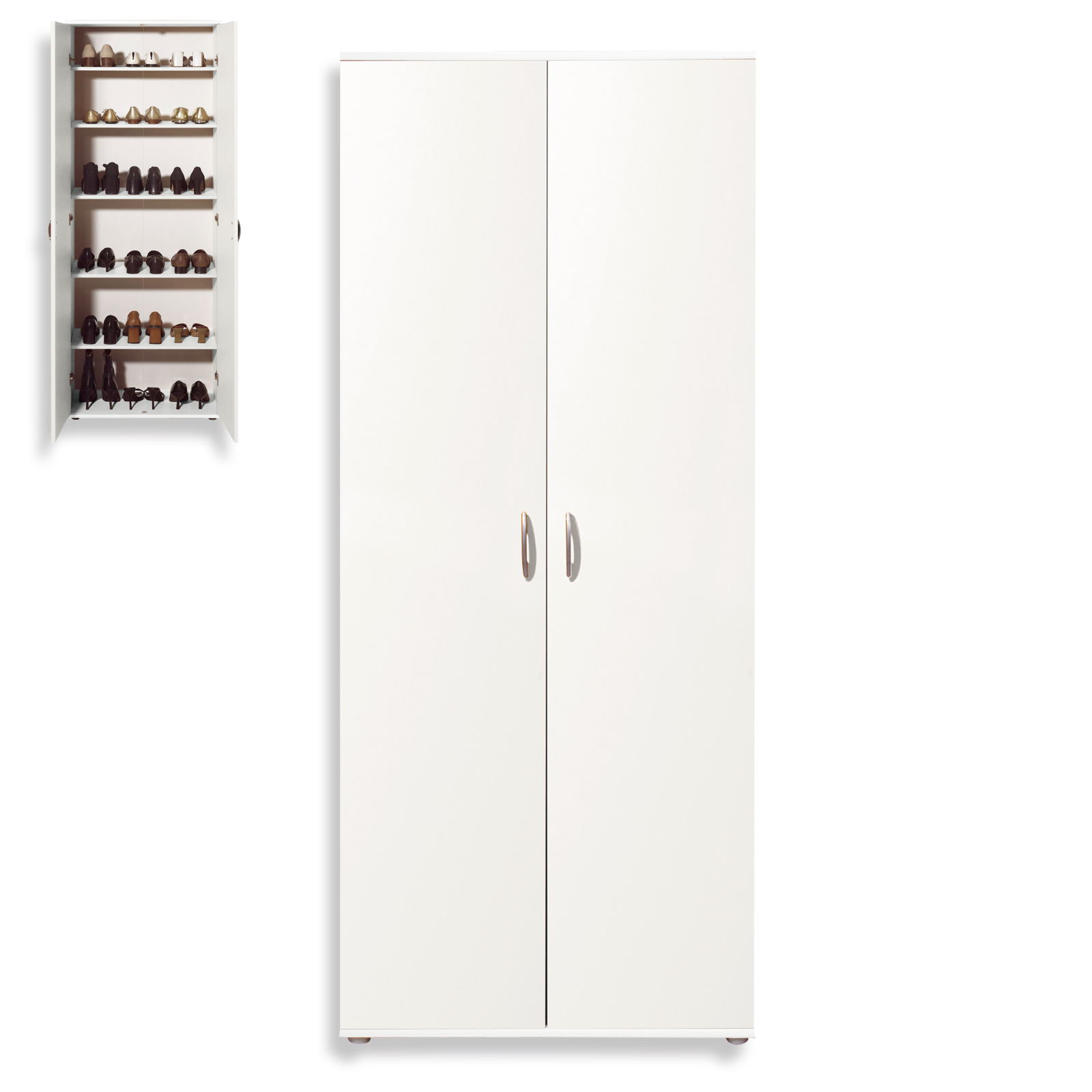 Schuhschrank - weiß - 2-türig - 70 cm breit