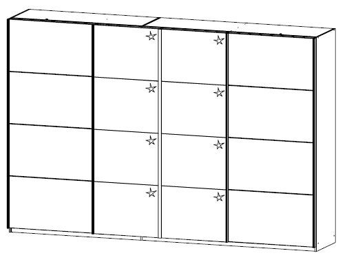 Schwebetürenschrank - grau metallic-weiß Hochglanz - 315 cm