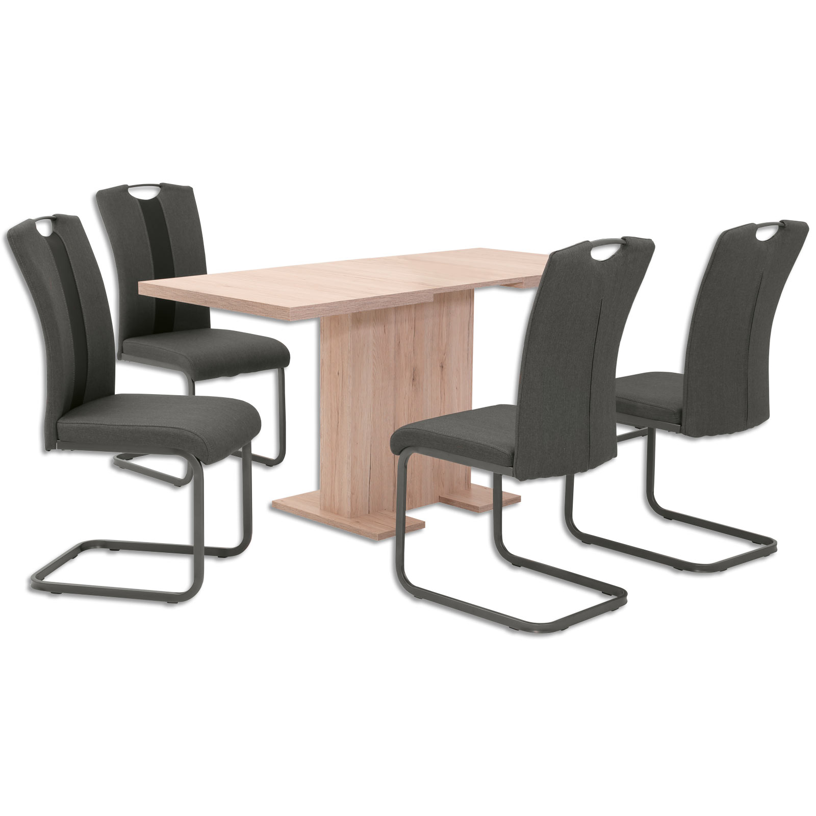 Esszimmer-Set - Esstisch mit 4 Schwingern - grau-anthrazit