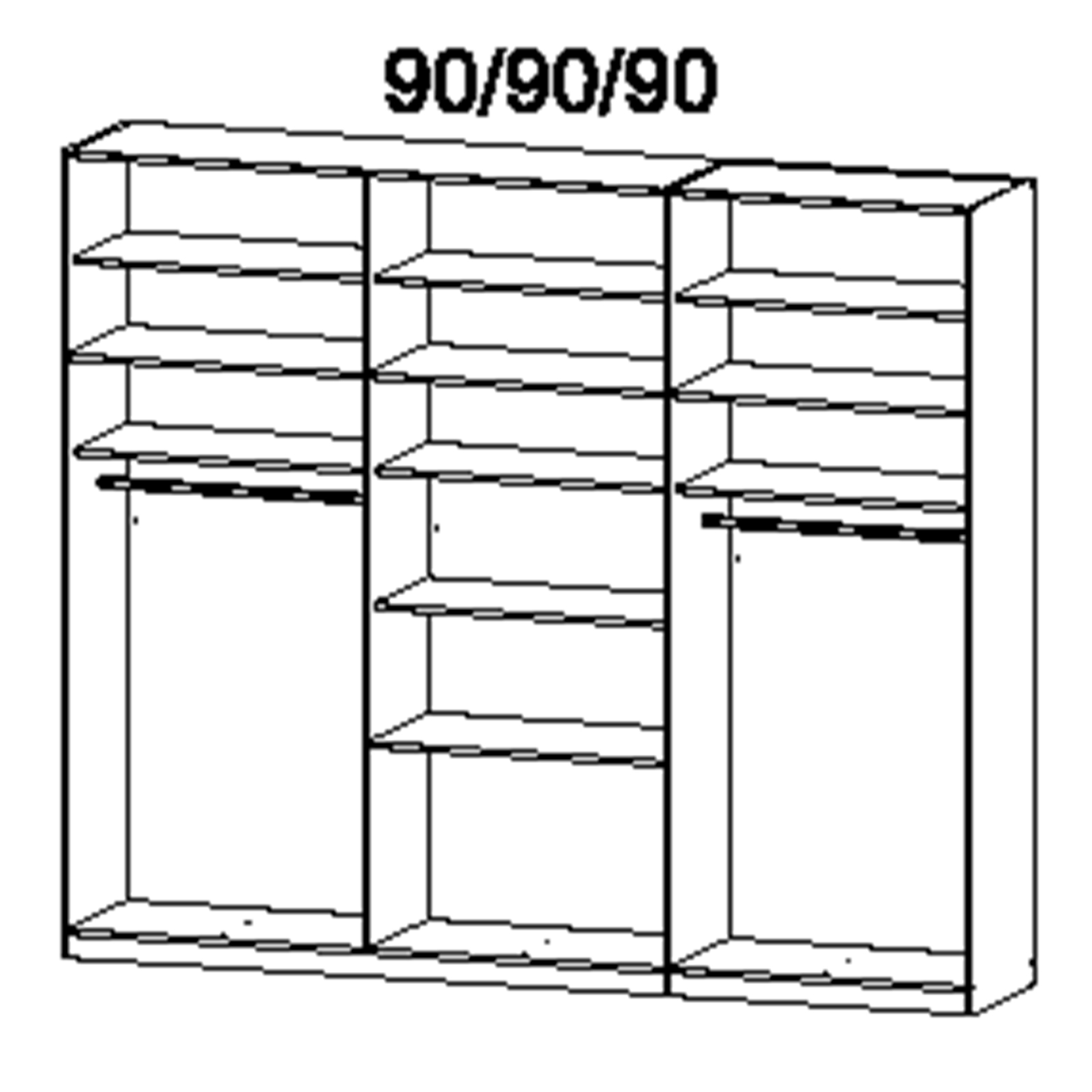 Drehtürenschrank - Alpinweiß - 271 cm