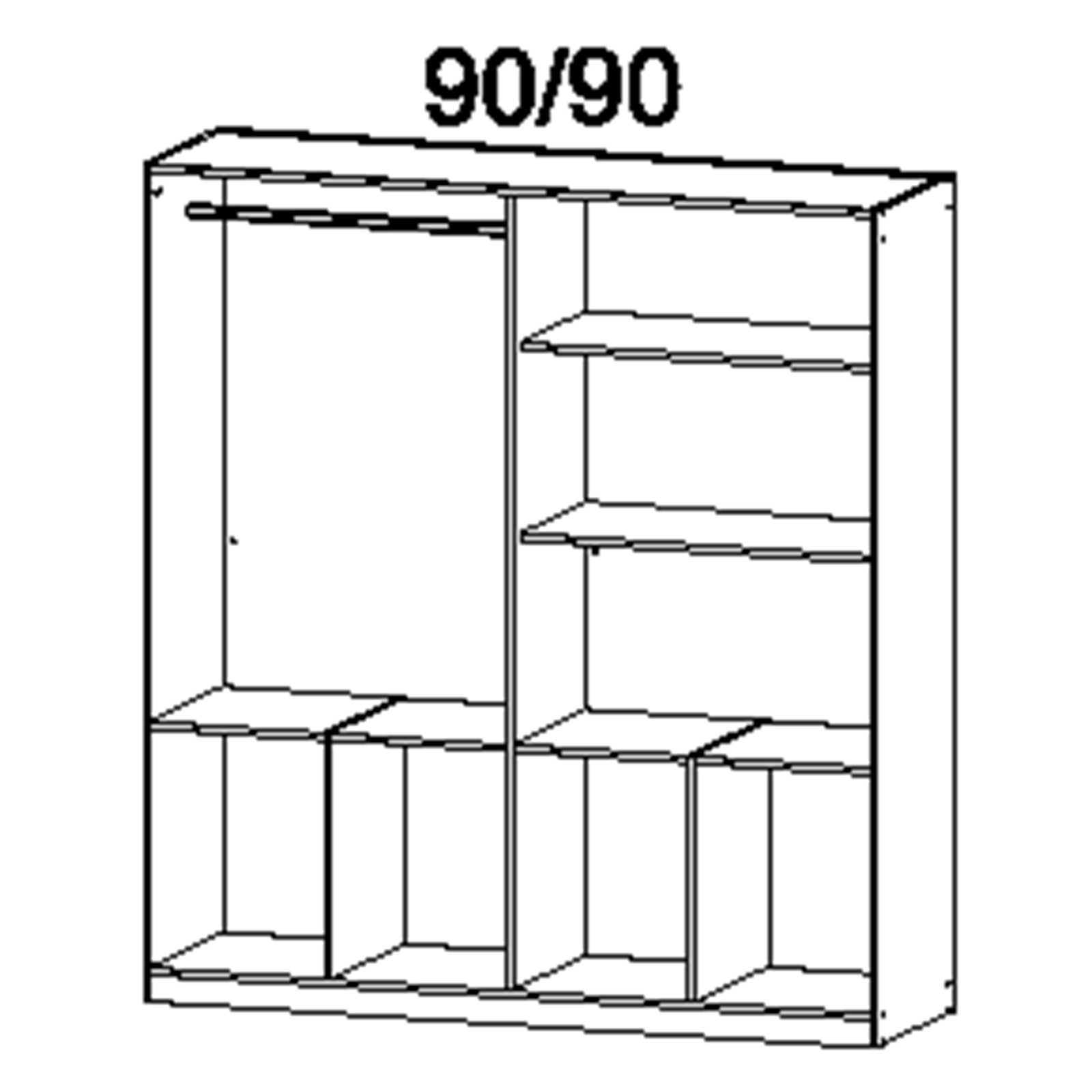 Drehtürenschrank - Alpinweiß-grau - 181 cm