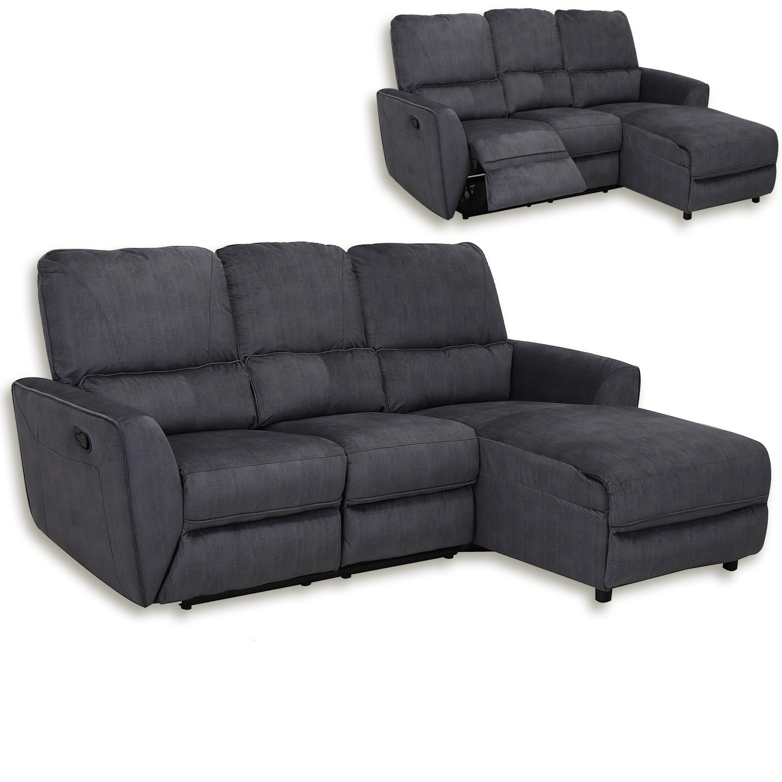 Ecksofa - grau - Microfaser - Relaxfunktion