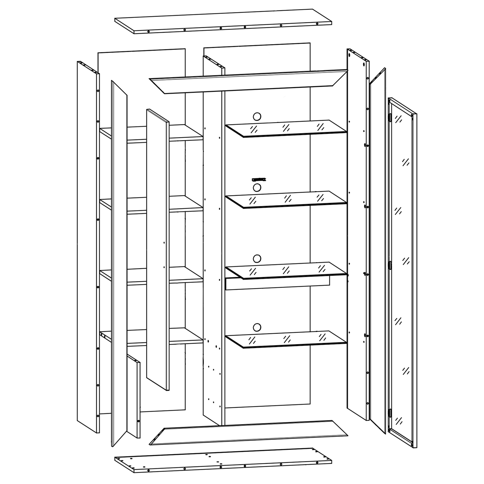 Vitrine - Sonoma Eiche-weiß - LED-Beleuchtung