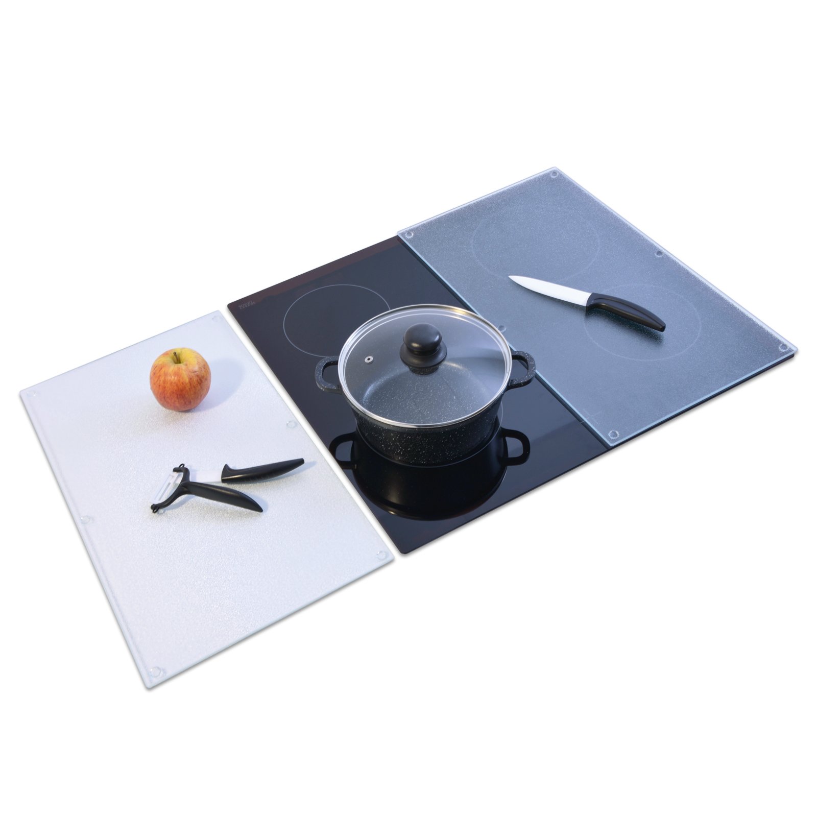 Herdabdeckplatten Glas gefrostet 2erSet