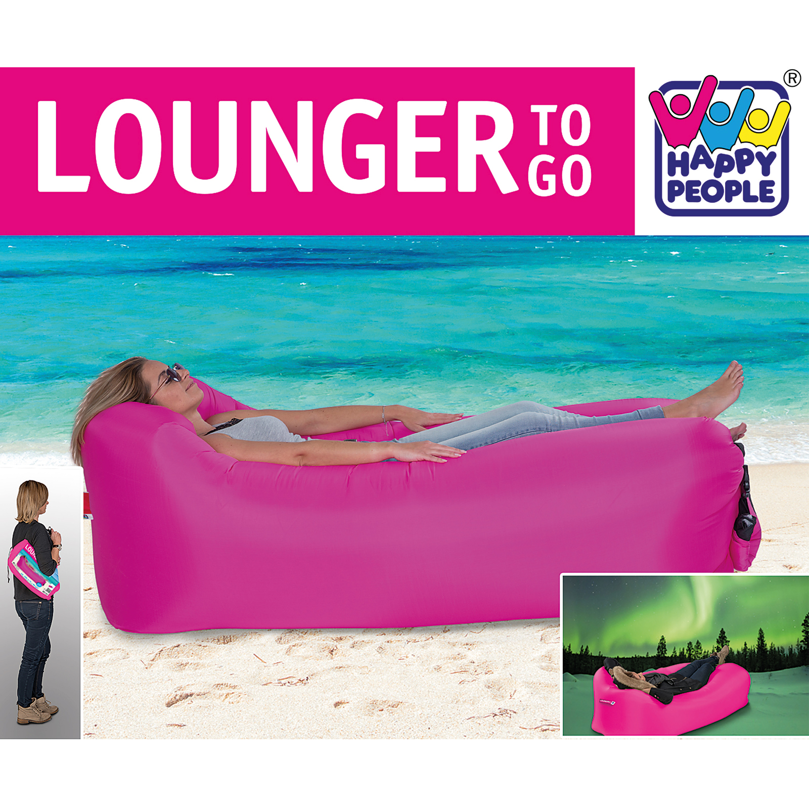 Luftsofa - pink - mit Tragetasche