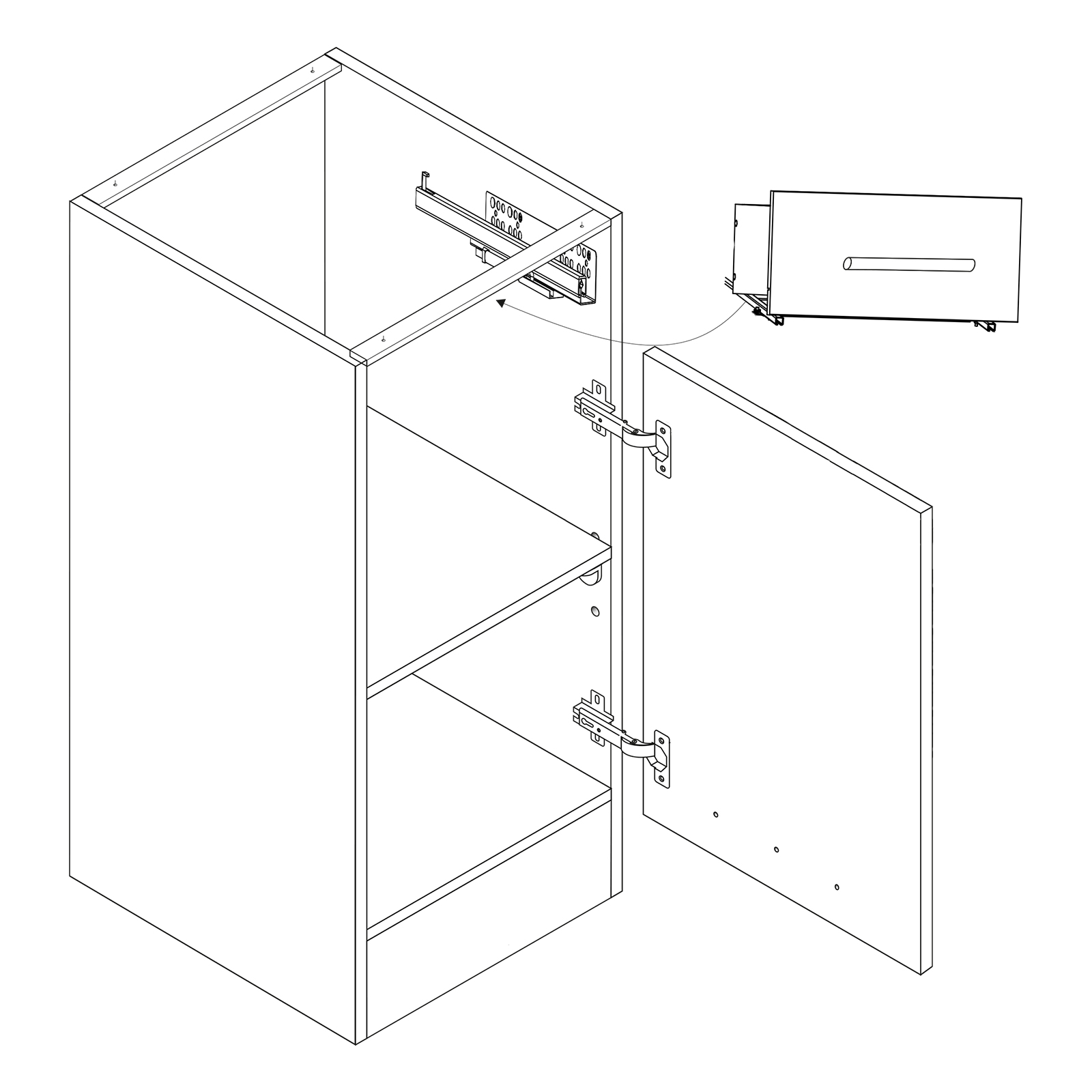 Unterschrank - weiß-weiß Hochglanz - 50 cm