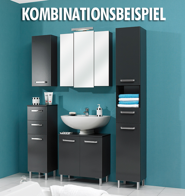 Waschbeckenschrank - anthrazit glänzend - 60 cm breit