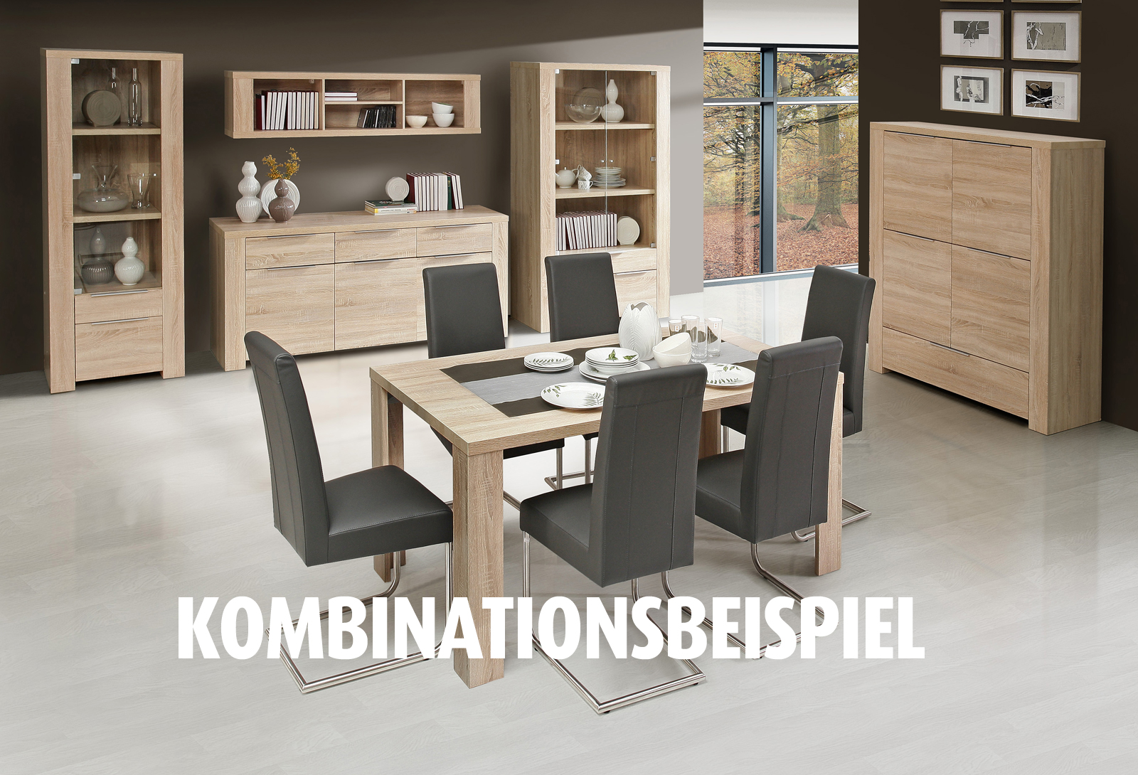 Vitrine - Sonoma Eiche - 110 cm breit