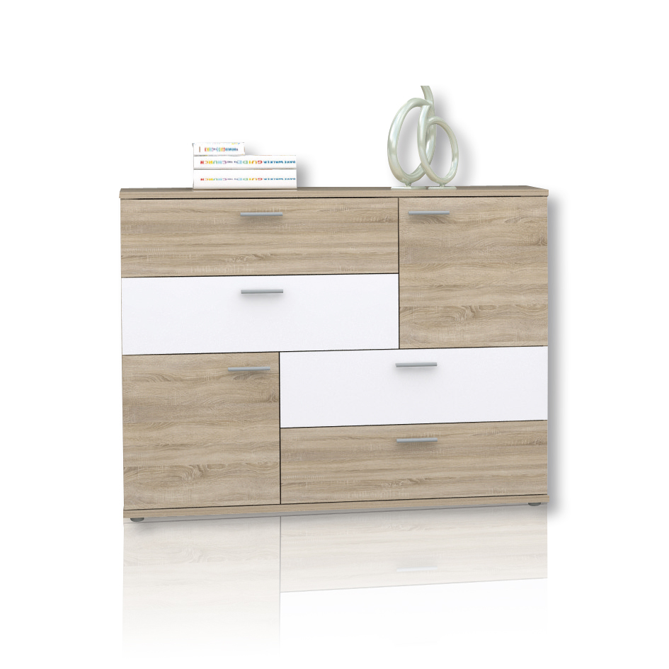 Kommode - Sonoma Eiche-weiß - 125 cm breit