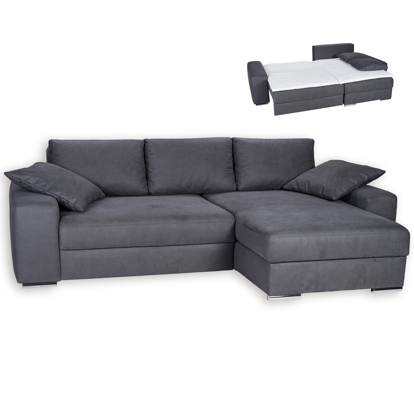 Ecksofa - graphit - Dauerschläfer