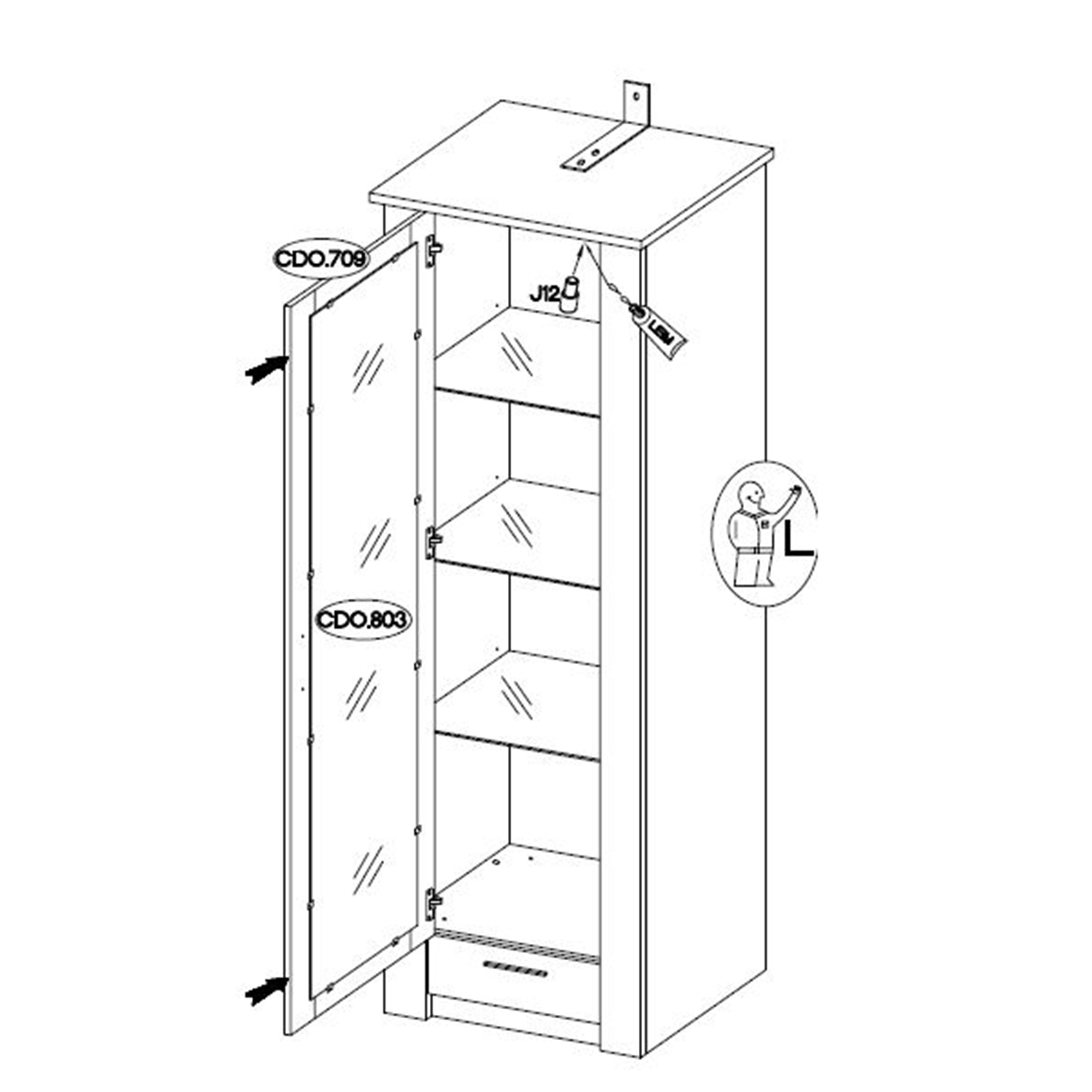 Vitrine - Artisan Eiche - 1 Schubkasten