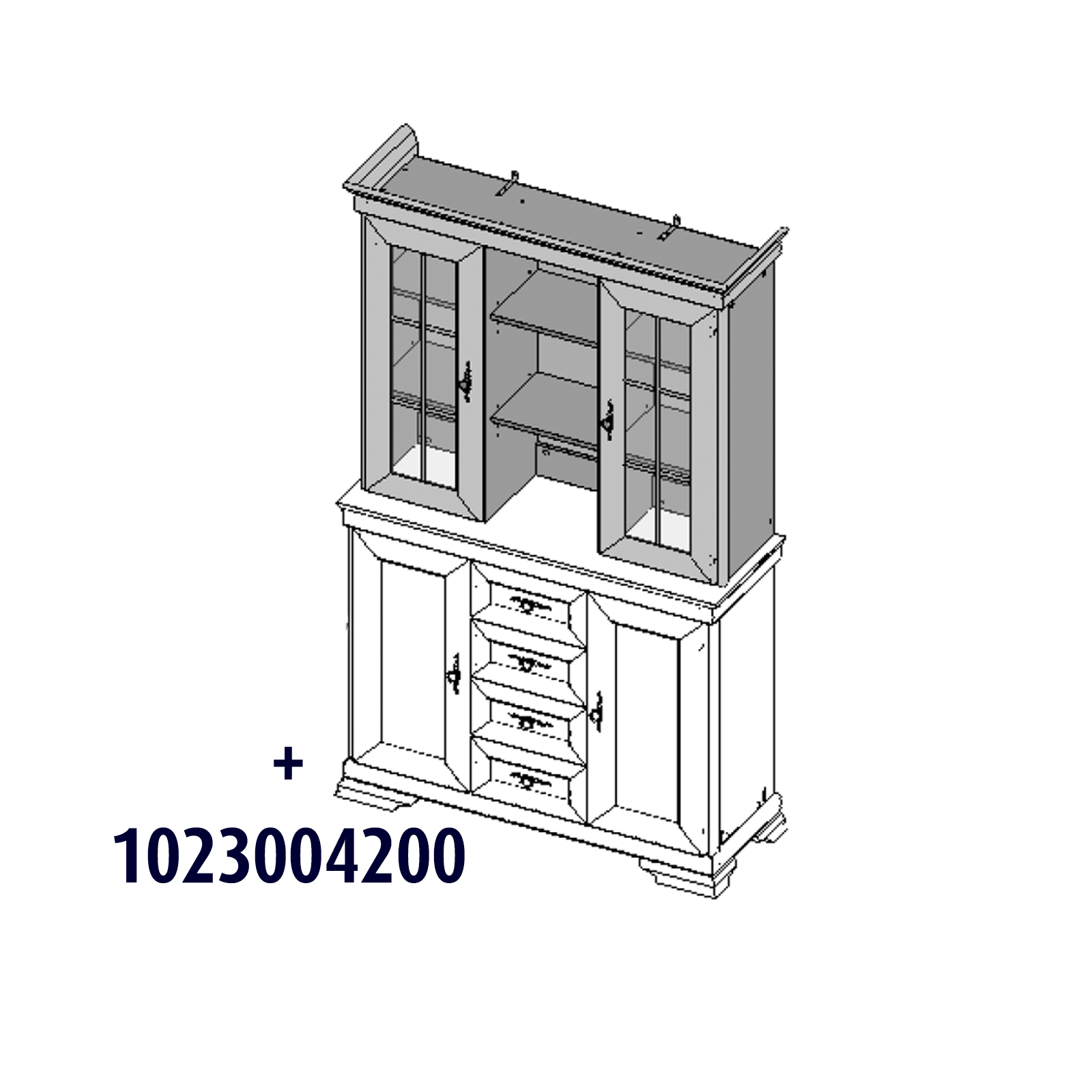 Aufsatzschrank - Schneeeiche - 122 cm breit