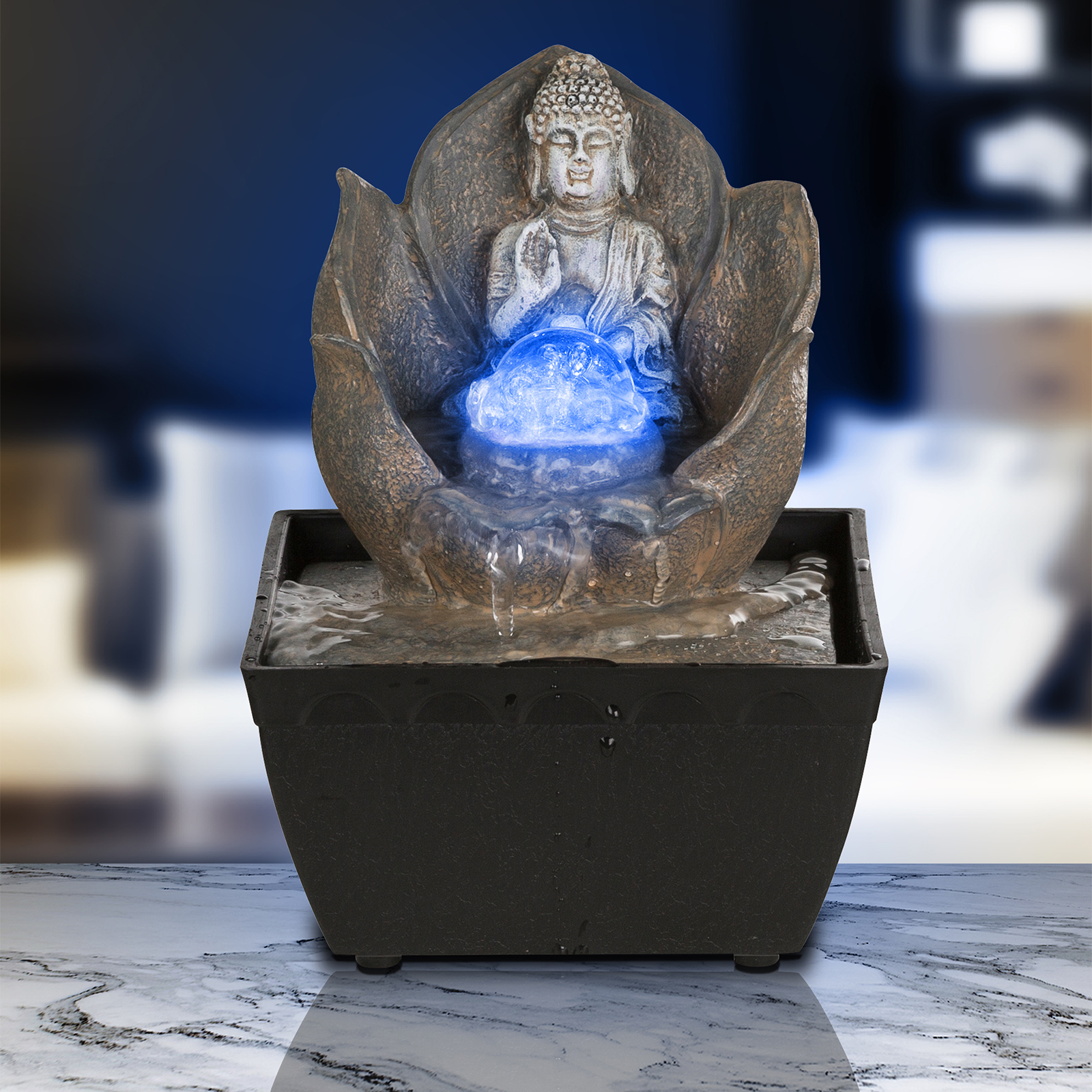 RGB-LED-Brunnen - schwarz-bronze - mit Pumpe