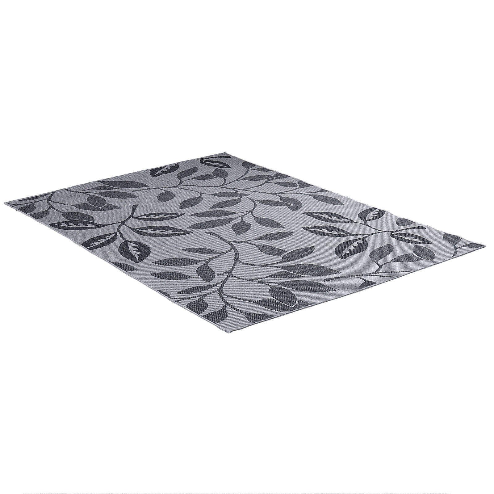 In-/Outdoorteppich - grau - Blätter - 80x340 cm