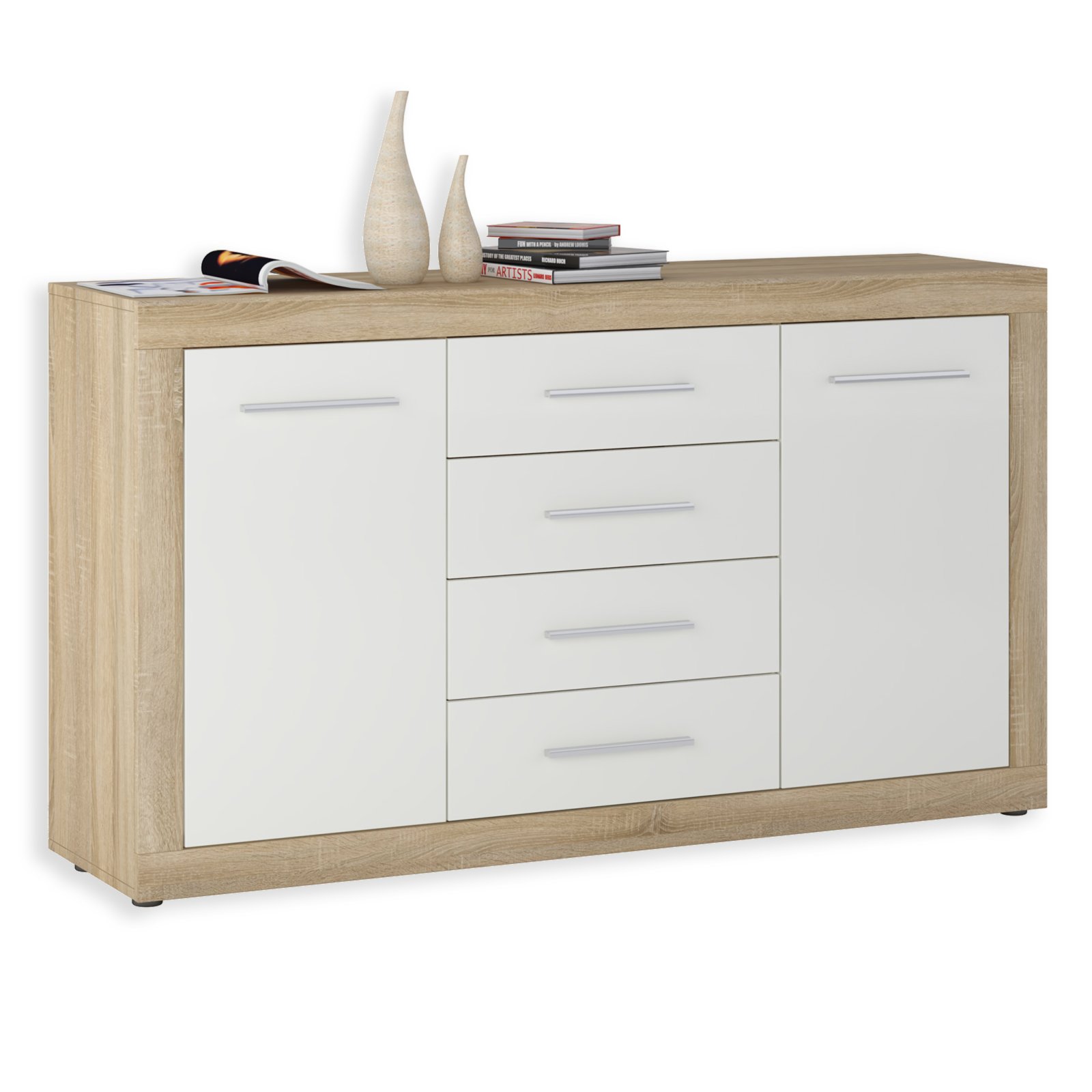 Kommode JANA Sonoma Eicheweiß 155 cm Kommoden