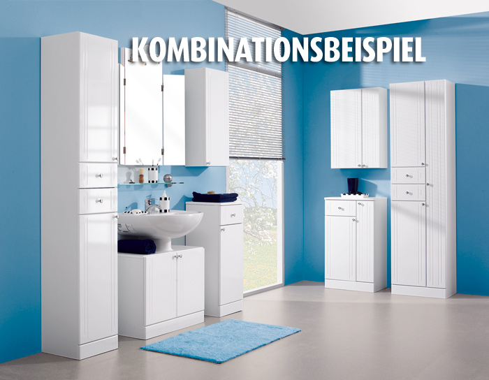 Hochschrank - weiß - Hochglanz - 50 cm breit