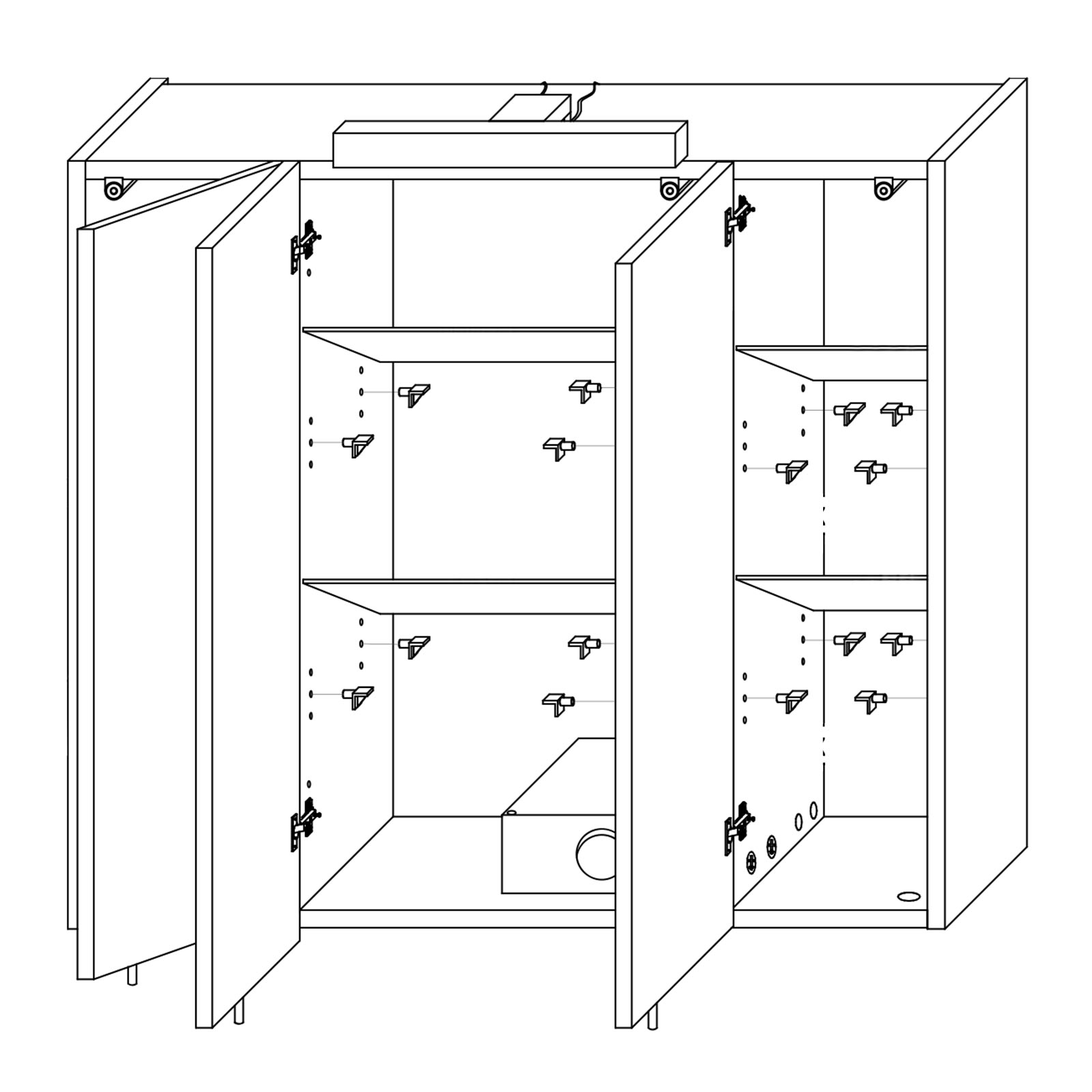 Spiegelschrank - weiß - mit Aufsatzbeleuchtung
