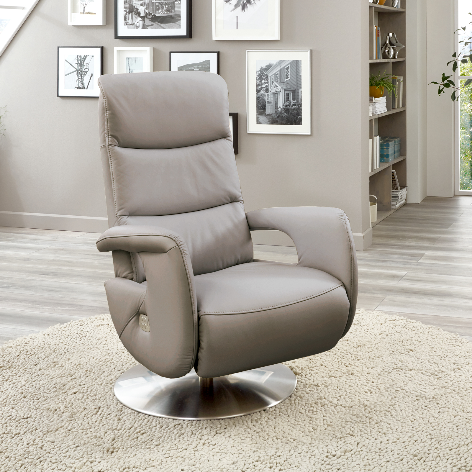 Relaxchair - grau - Leder - Basismodell