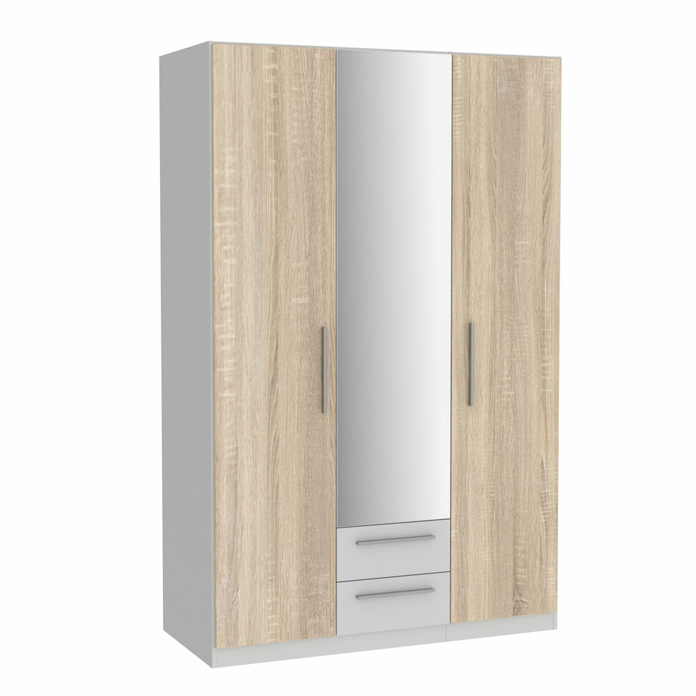 Drehtürenschrank - weiß - Sonoma Eiche - 136 cm breit | Online bei