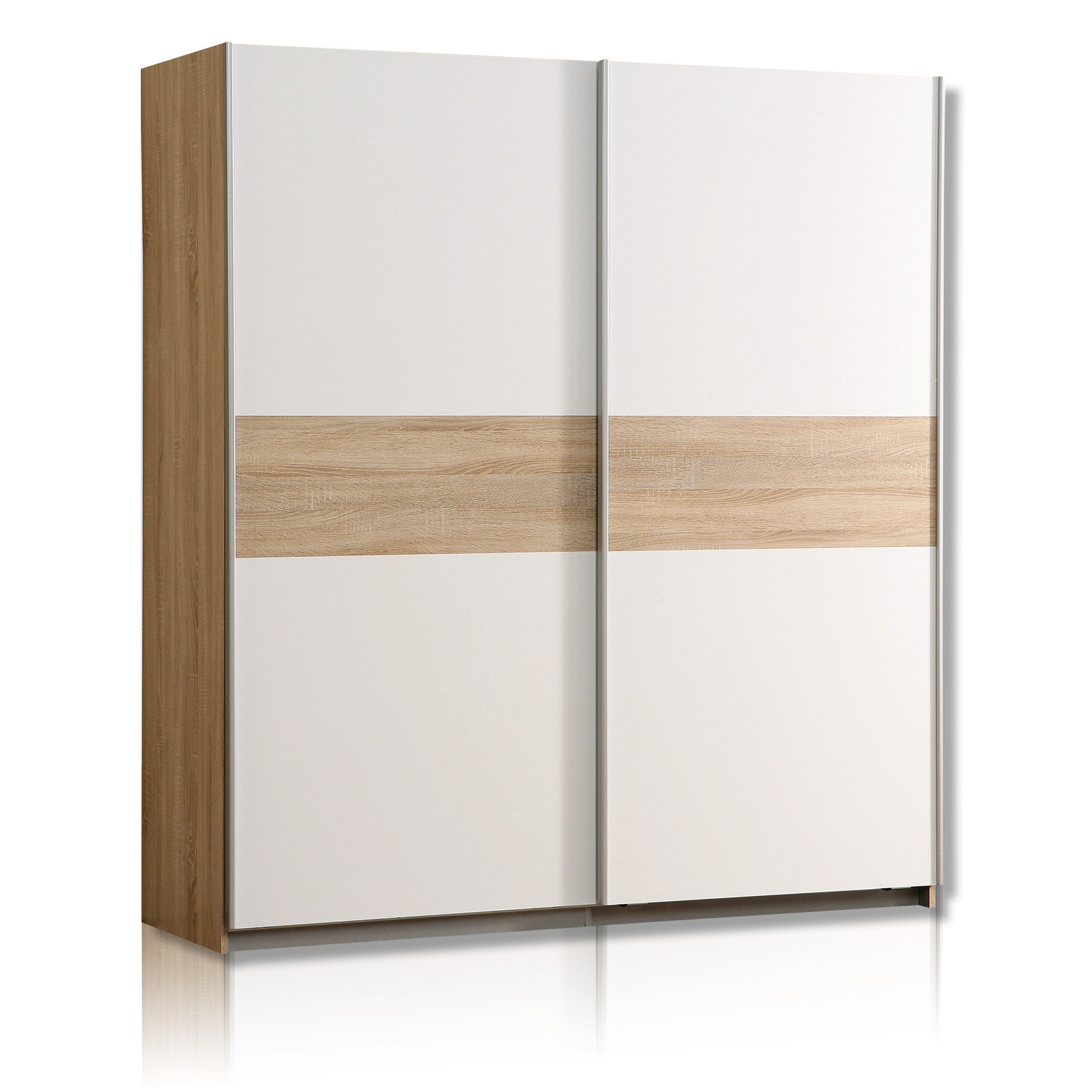 Schwebetürenschrank - Sonoma Eiche-weiß - 170 cm