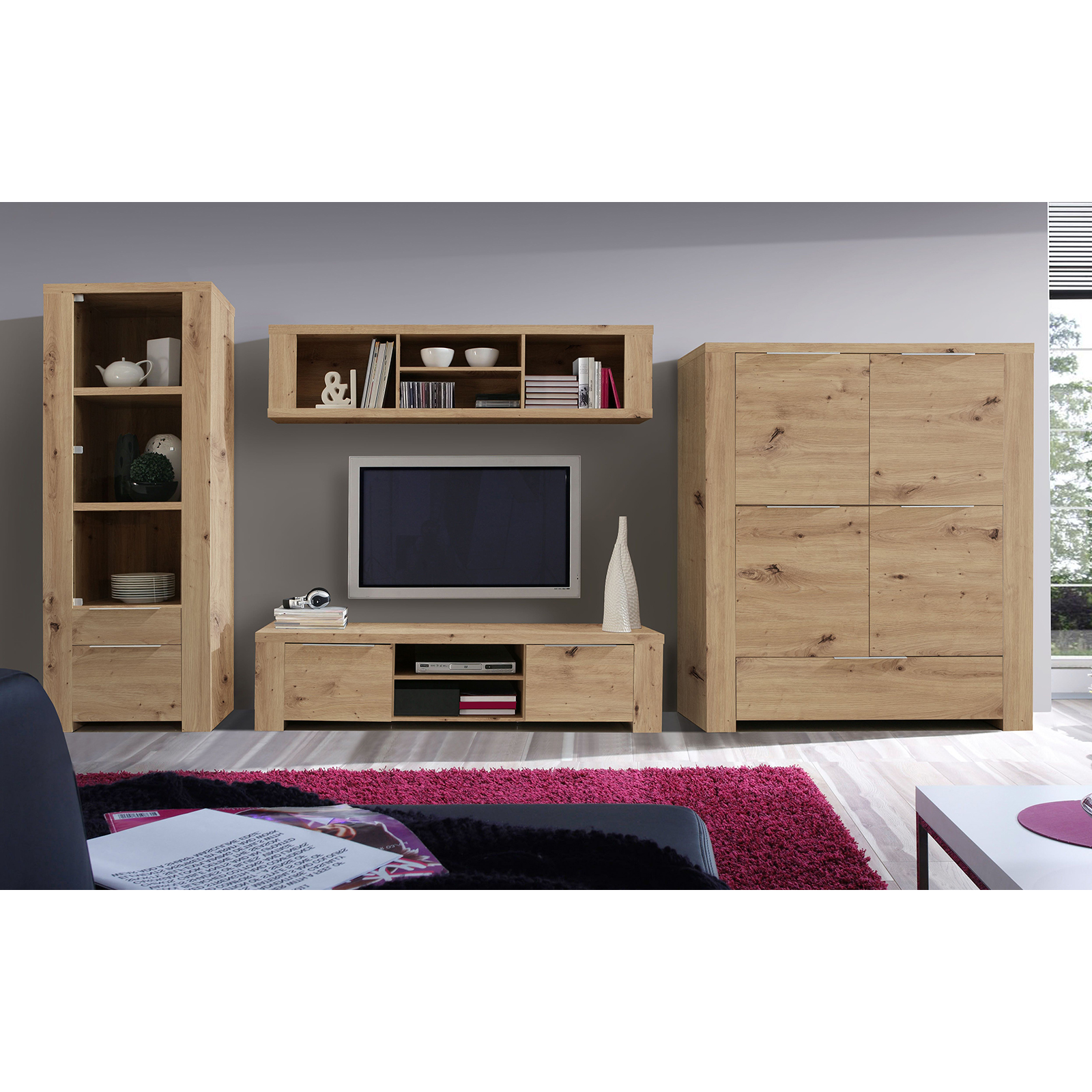 Vitrine - Artisan Eiche - 186 cm hoch