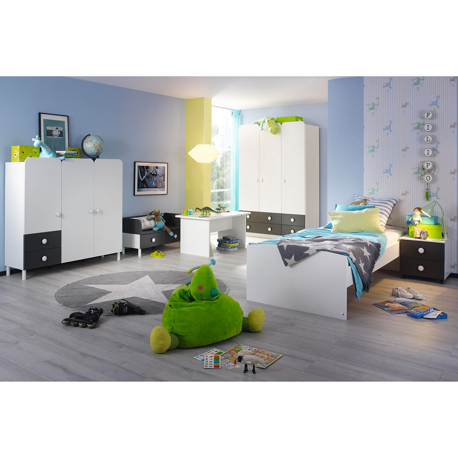 Sitzbank - grau-metallic - 93 cm breit
