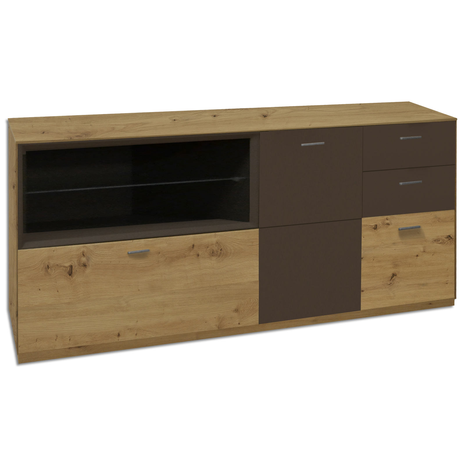 Sideboard - Asteiche-Lava matt Lack - 197 cm breit