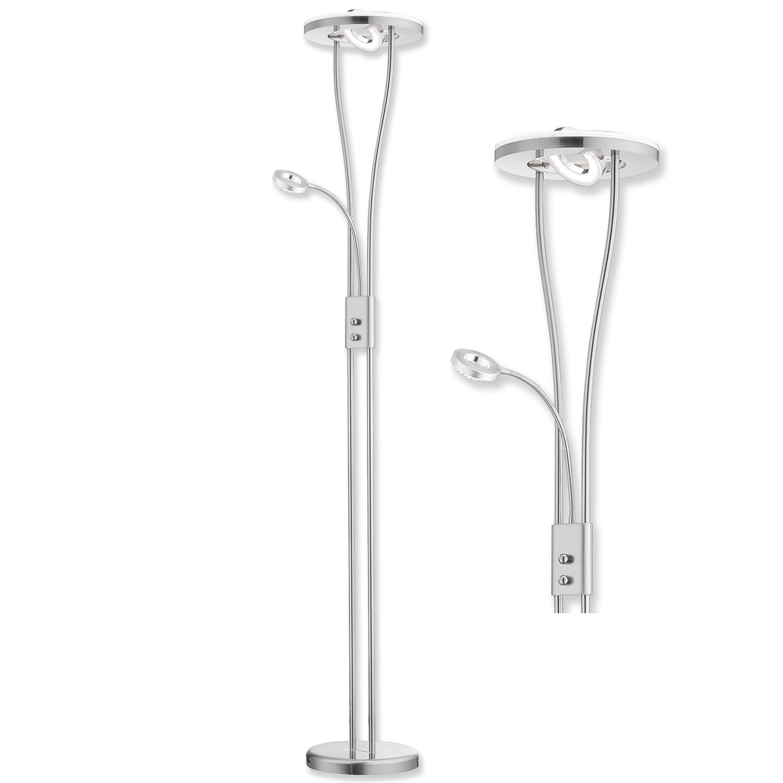 LED-Deckenleuchte - mit Leselampe - silber - rund