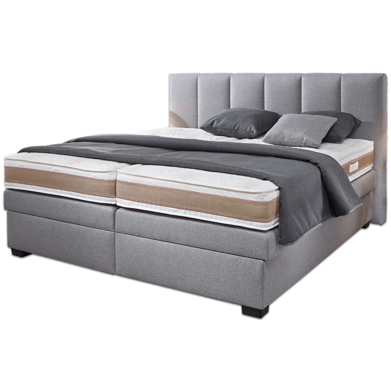 Boxspringbett - grau - H2/H3 - Bettkasten - 180x200 cm