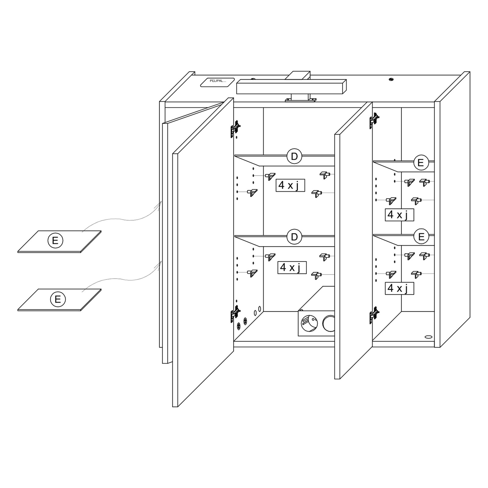 LED-Spiegelschrank - anthrazit - 83 cm breit