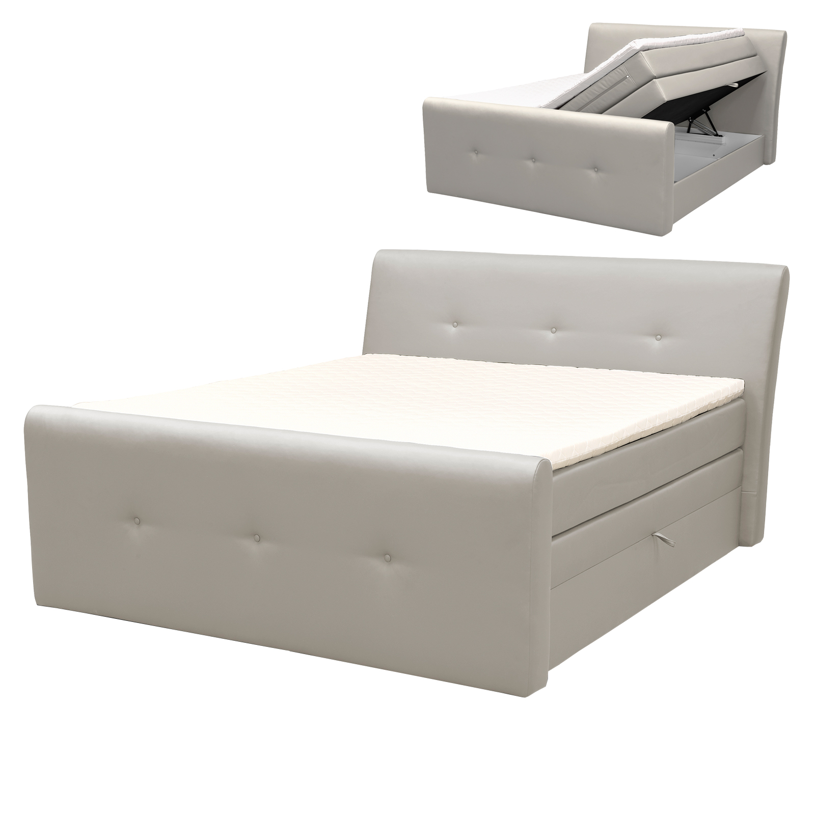 Boxspringbett - cremeweiß - H2 - 180x200 cm