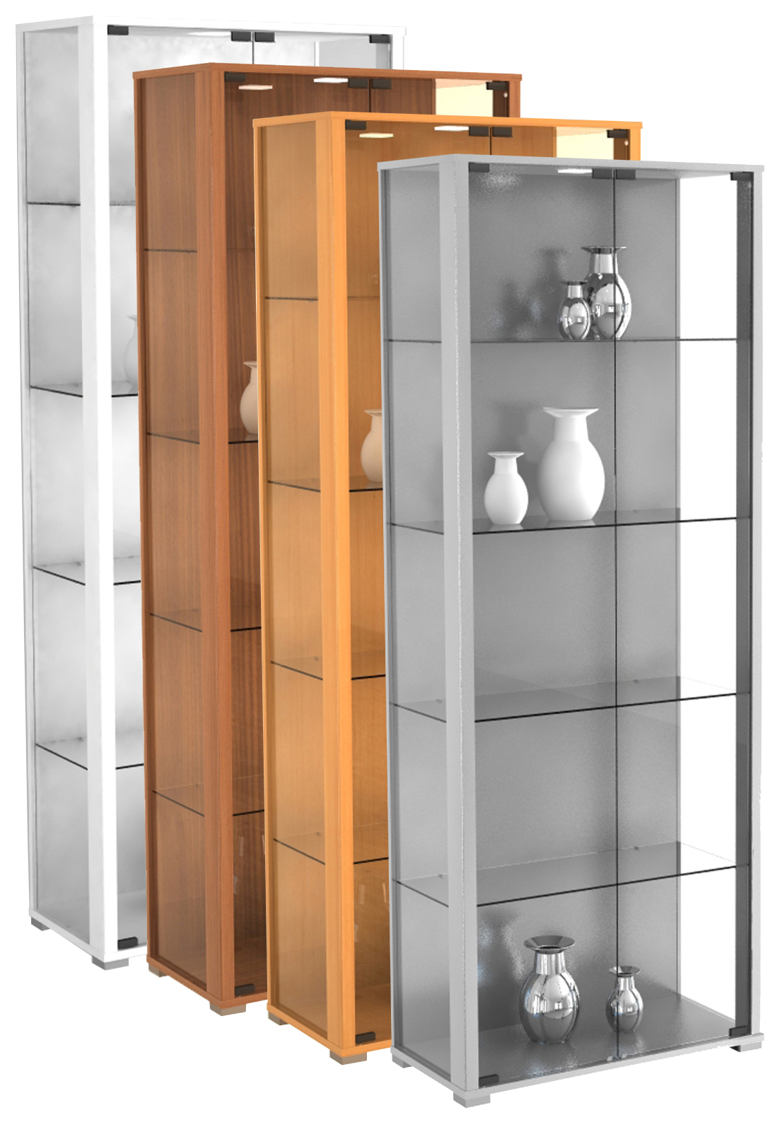 Vitrine VERONA - Buche - mit LED-Beleuchtung