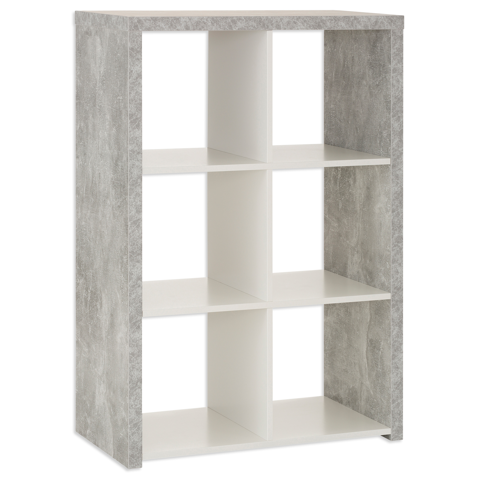 Regal - Betonoptik-weiß - 3x2 Fächer