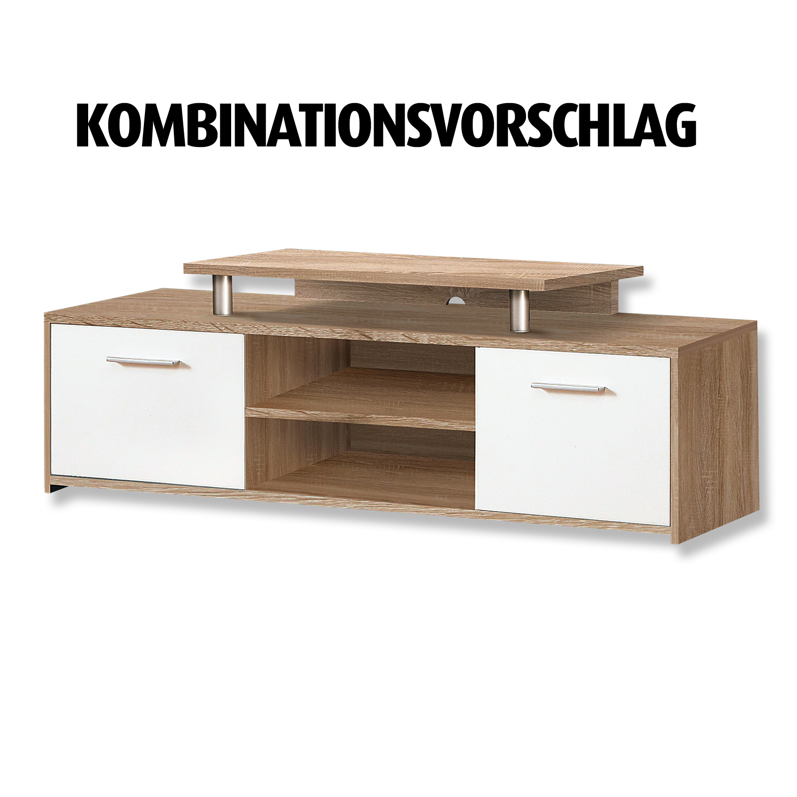 TV-Unterschrank - Sonoma Eiche-weiß - 136 cm breit