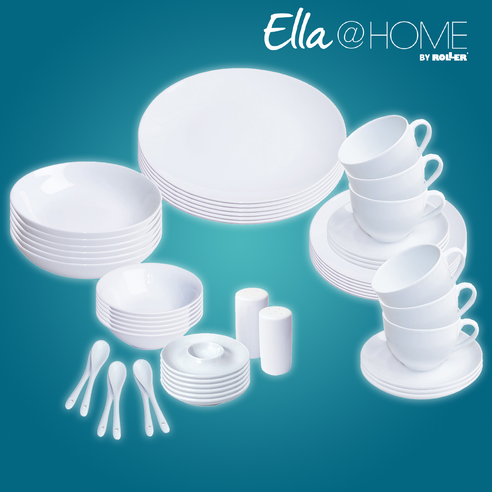 Ella@HOME Kombiservice - weiß - Porzellan - für 6 Personen