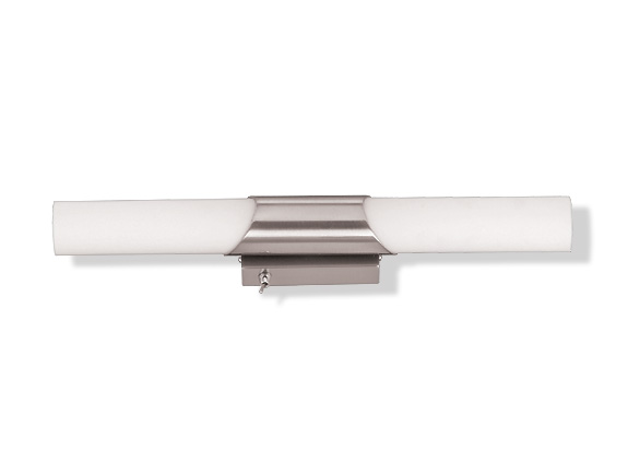 Wand-Badlampe - Metall Nickel - Glas weiß