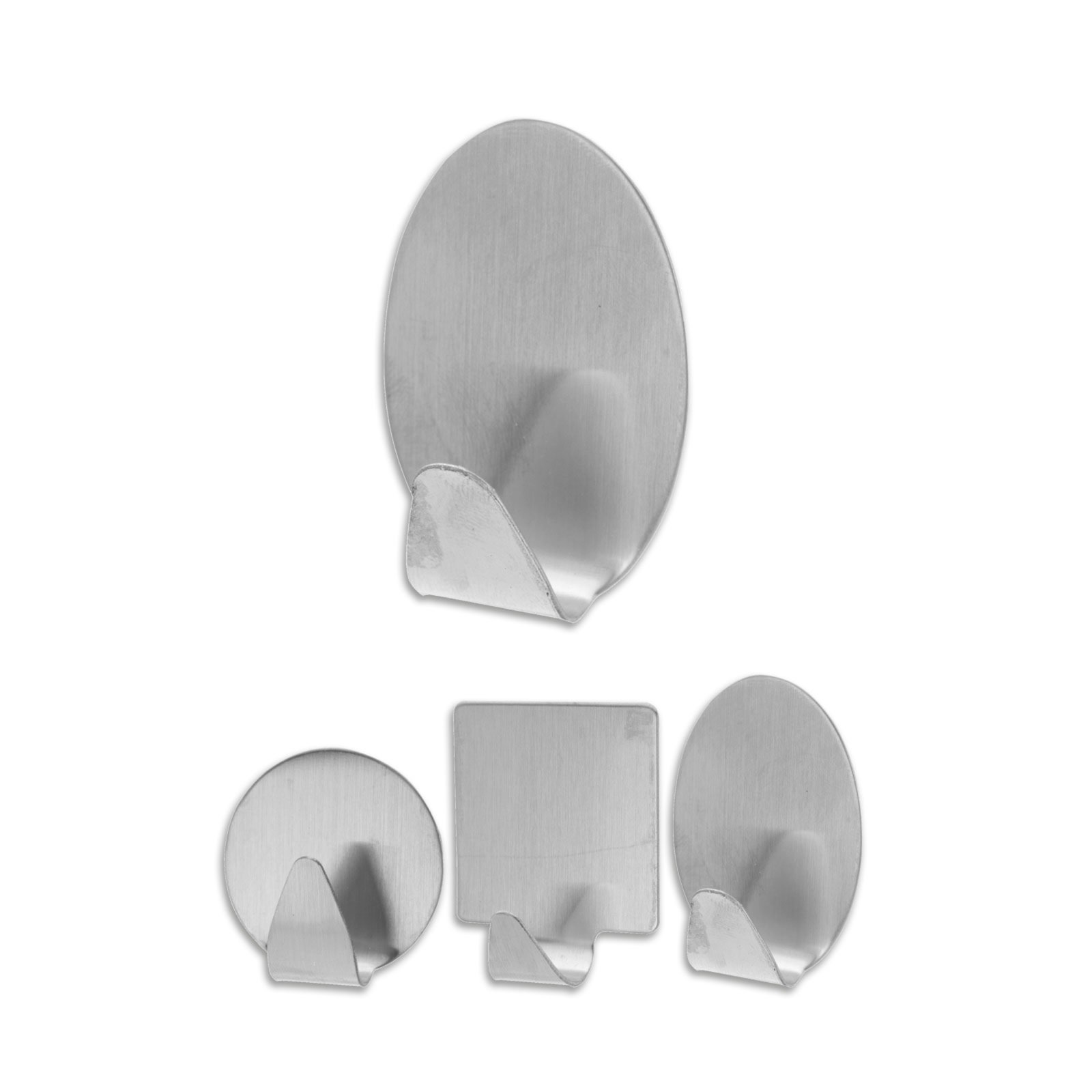 Klebe-Wandhaken - chromfarben - 4-teilig | Handtuchhalter | Bad