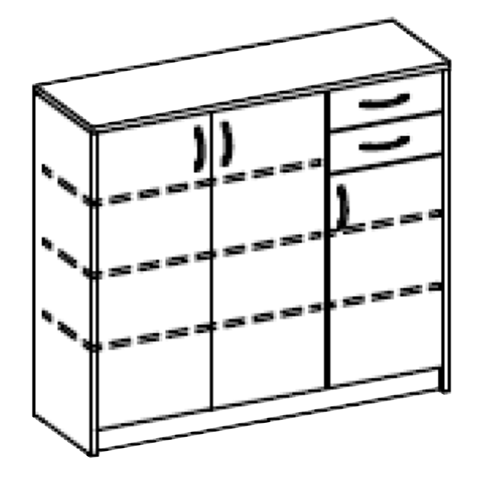 Kommode - Beton-weiß - 109 cm breit