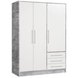Kleiderschrank - Betonoptik - weiß - 145 cm