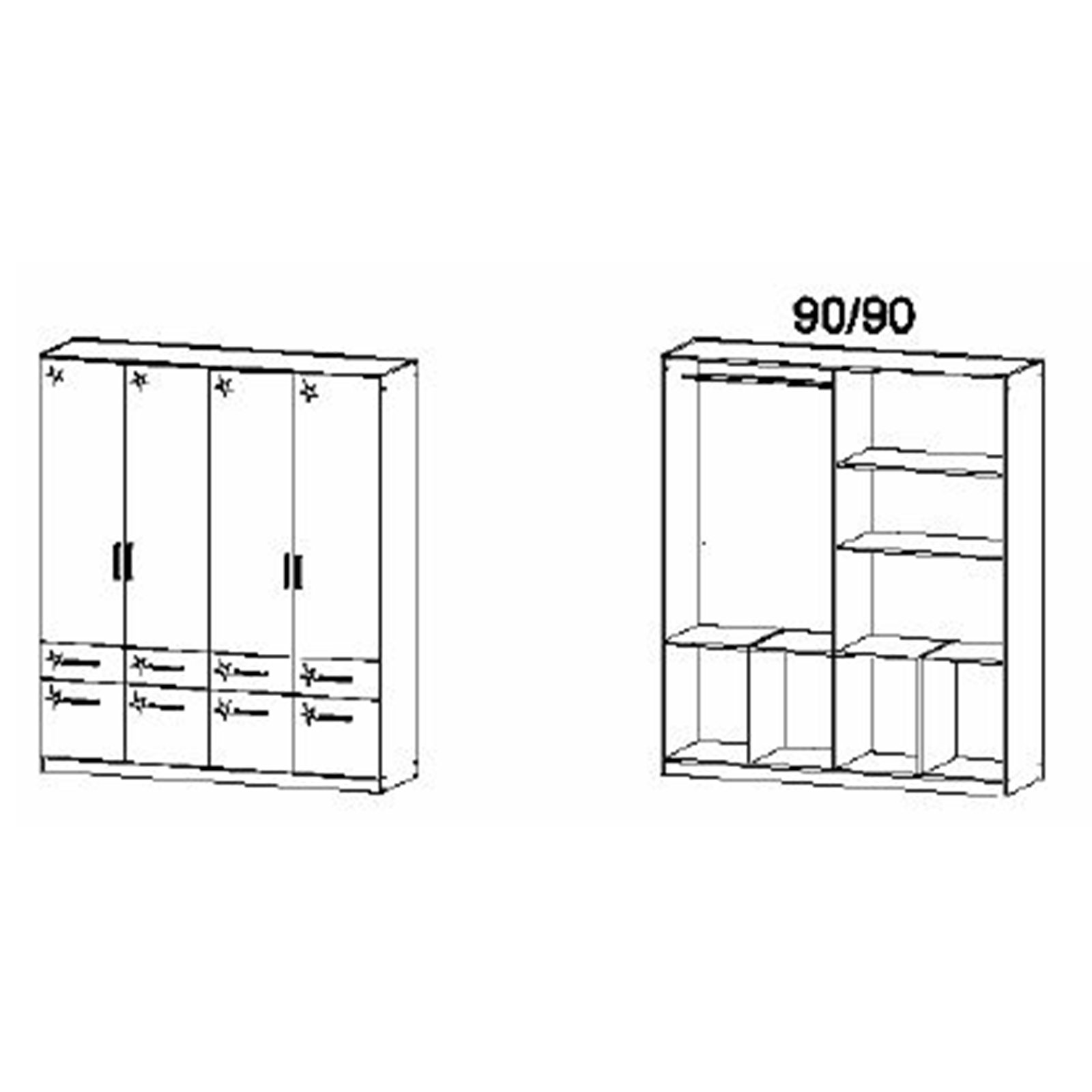 Drehtürenschrank - Alpinweiß-weiß Hochglanz - 181 cm