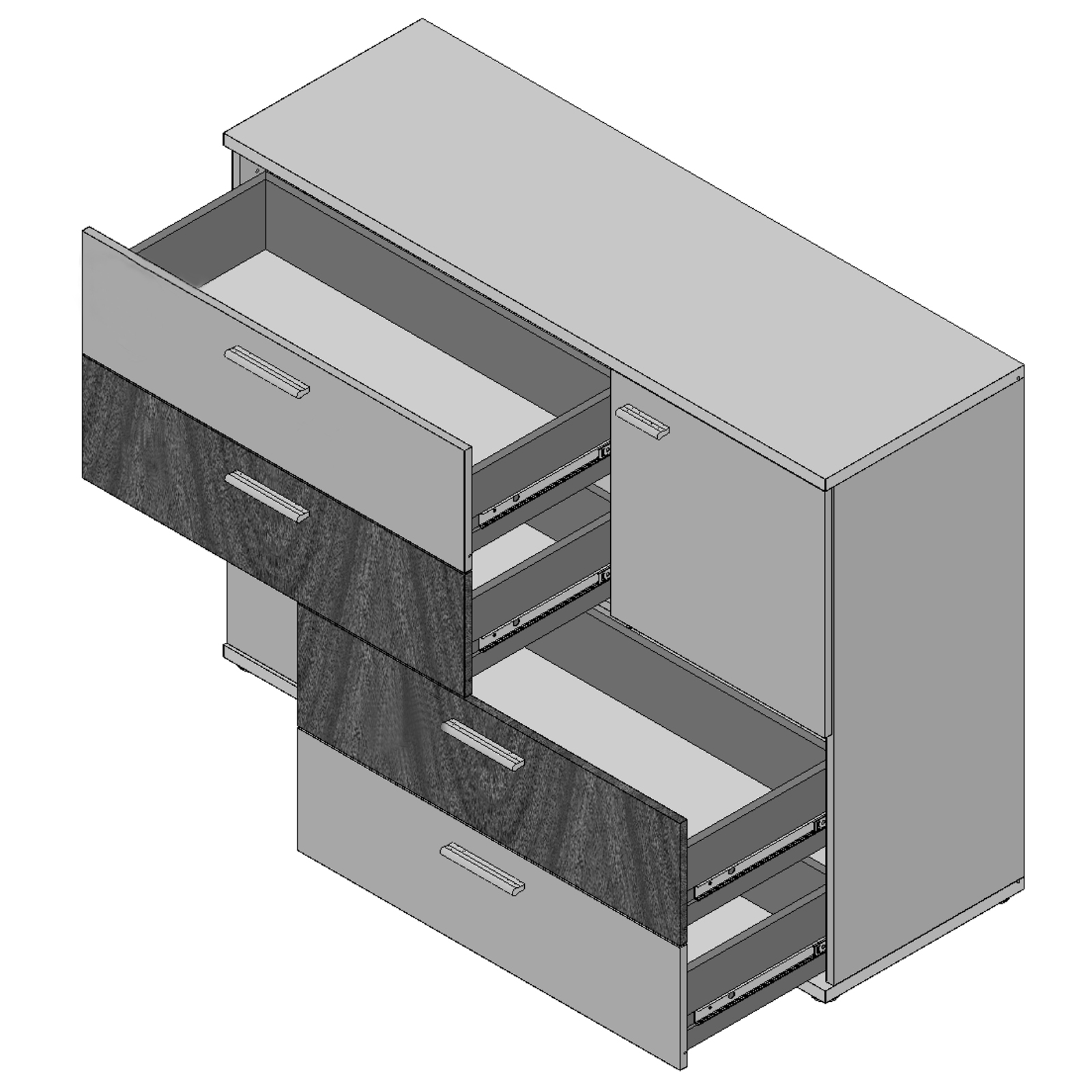 Kommode - Beton-weiß - 125 cm breit