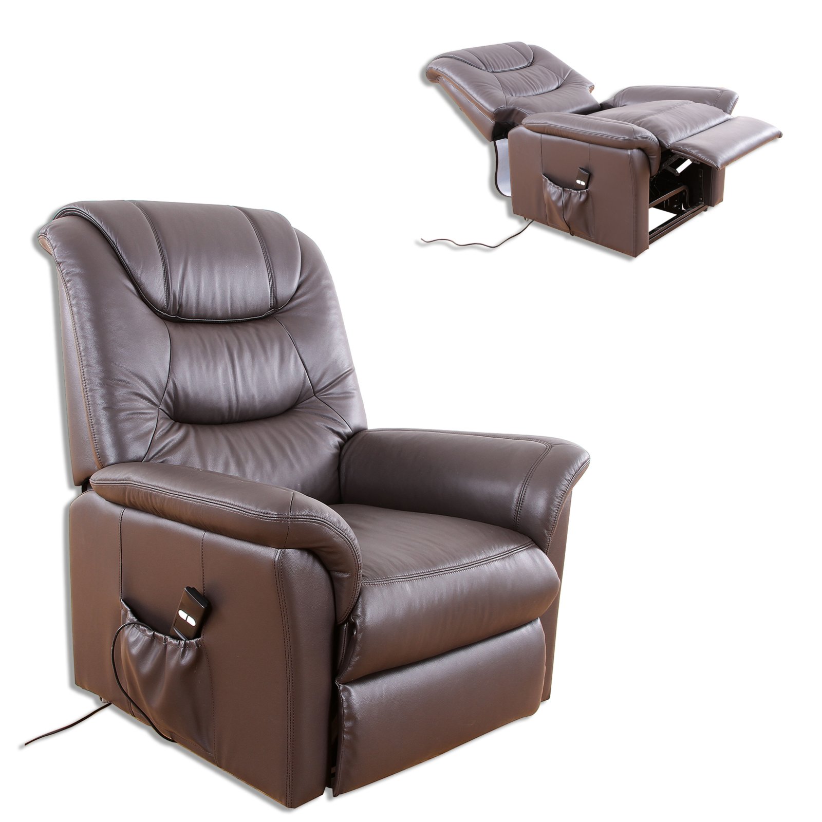 Vorschaubild von TV-Sessel - braun - Leder Vorschaubild von TV-Sessel - braun - Leder