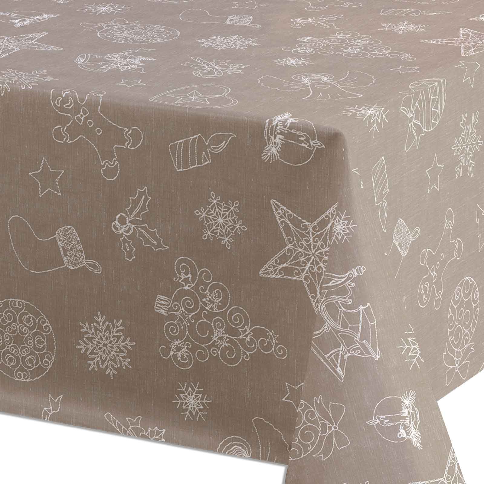 Tischdecke - beige-weiß - 140 cm breit