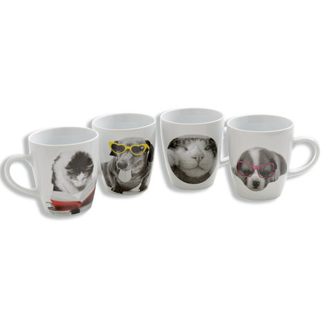 Kaffeebecher - Hund und Katze - Porzellan