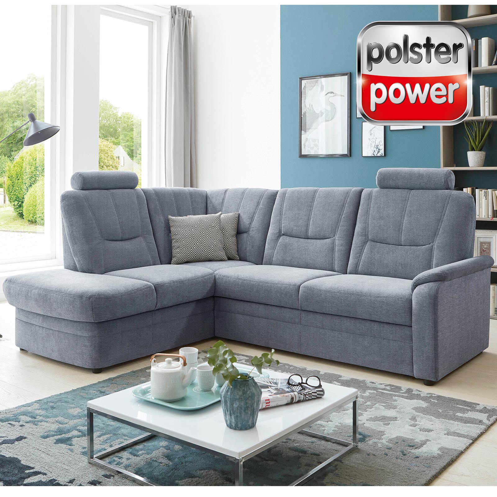 polsterpower Ecksofa - denim - Basismodell - Kombielement links